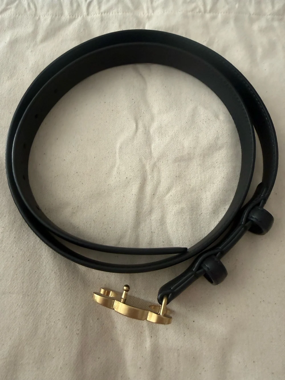 Celine Black Leather Belt with Gold Triomphe Buckle